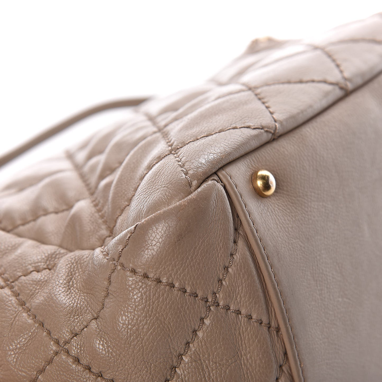 Calfskin Quilted Retro Chain Accordion Flap Beige