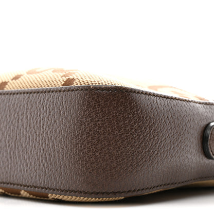 Gucci Monogram Jumbo GG Textured Dollar Calfskin Web Messenger Shoulder Bag Camel Ebony New Acero 10 of 13