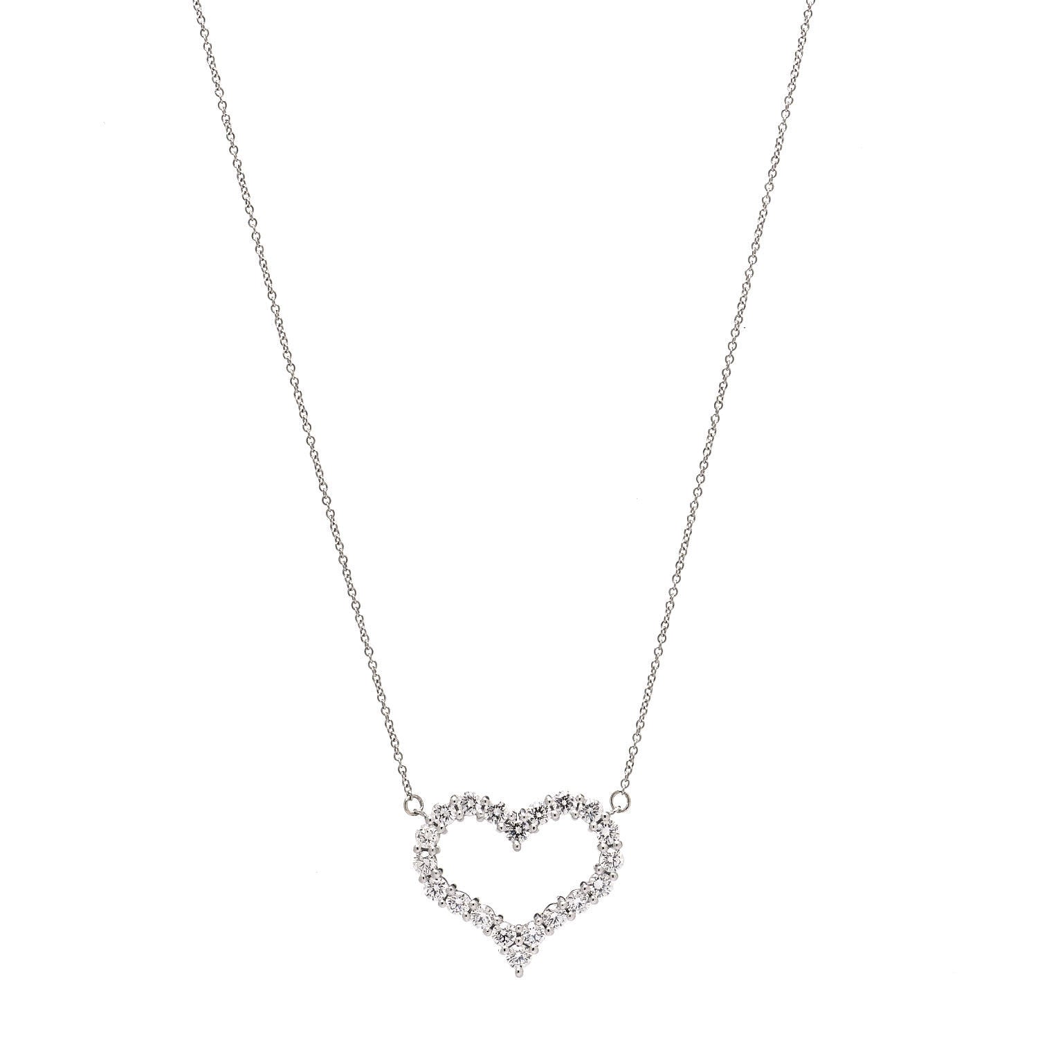 Tiffany Platinum Diamond 1.96ctw Heart Pendant Necklace 1 of 5