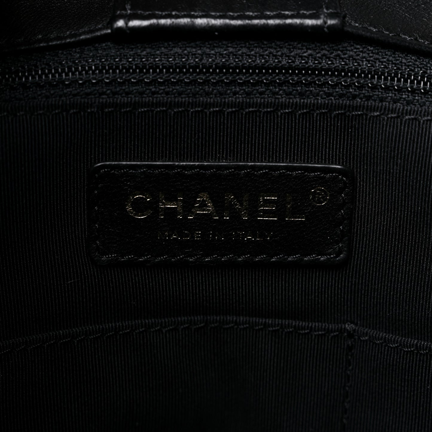 Lambskin Quilted Large Drawstring Bag Black