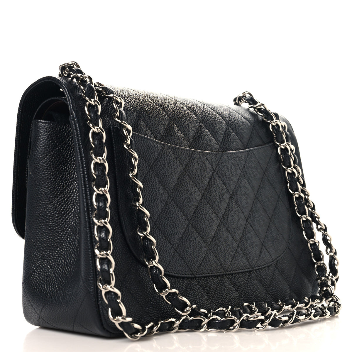 Caviar Quilted Jumbo Double Flap Black