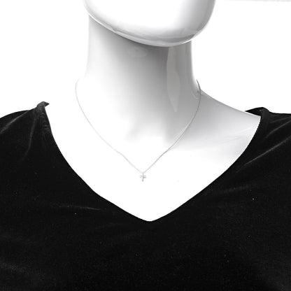 Tiffany 18K White Gold Diamond Mini Cross Pendant Necklace 2 of 5