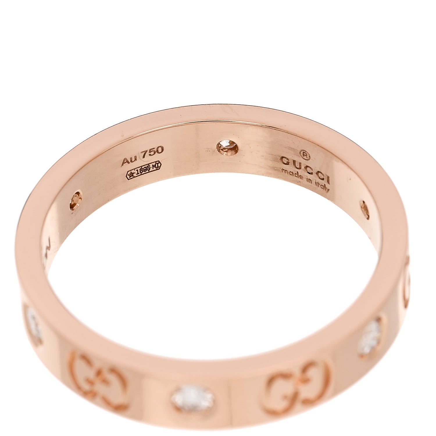 Gucci 18K Rose Gold Diamond Icon Band Ring 56 7.5 4 of 6