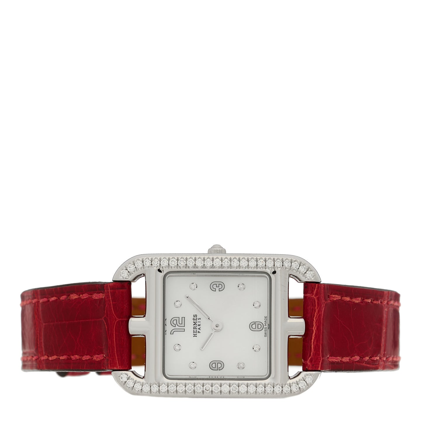 Stainless Steel Alligator Diamond Bezel Mother of Pearl 23mm Cape Cod Quartz Watch Braise