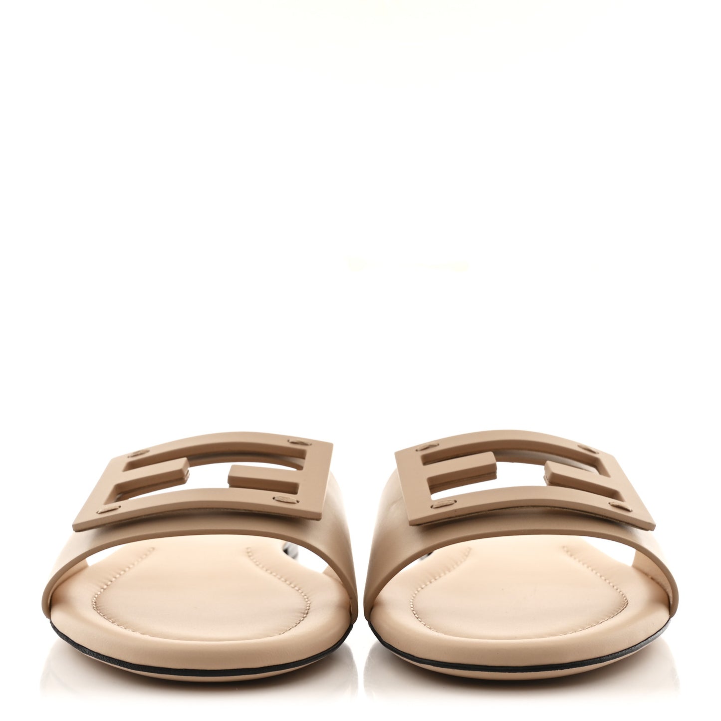 Vitello Cuoio Baguette Flat Slide Sandals 39.5 Poudre