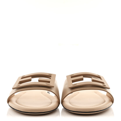 Fendi Vitello Cuoio Baguette Flat Slide Sandals 39.5 Poudre 2 of 9