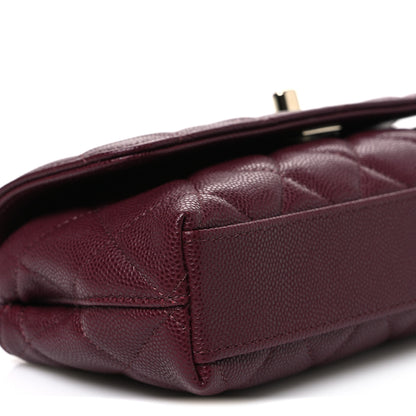 Chanel Caviar Quilted Coco Handle East West Clutch With Chain Dark Burgundy 9 of 11