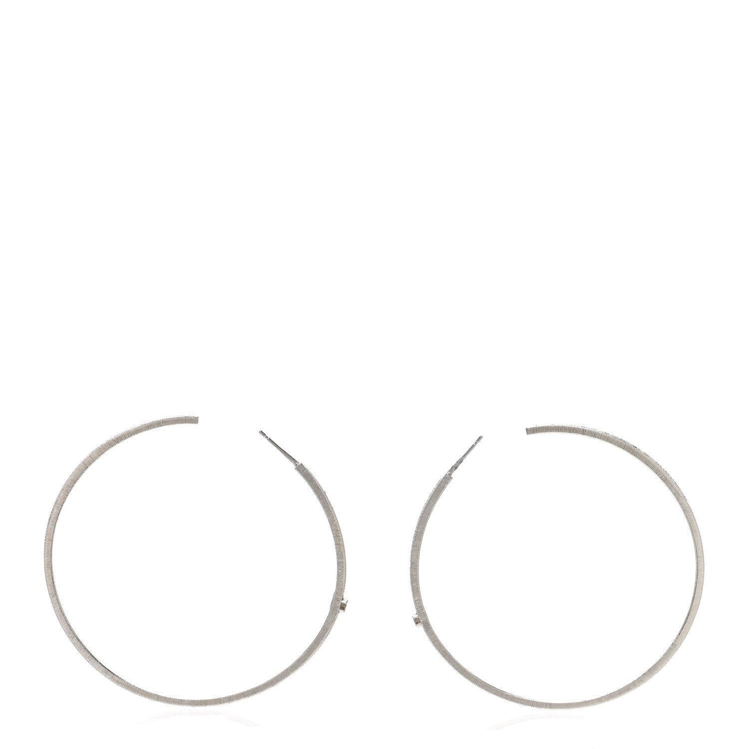 Chanel Crystal CC Large Hoop Earrings Grey Silver 3 of 4