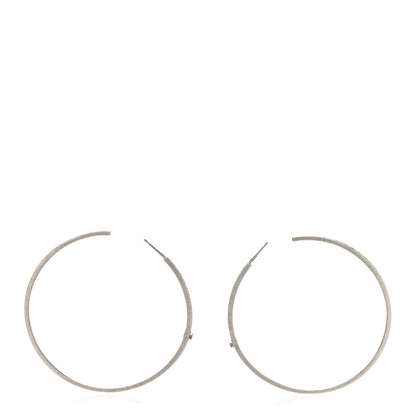 Chanel Crystal CC Large Hoop Earrings Grey Silver 3 of 4