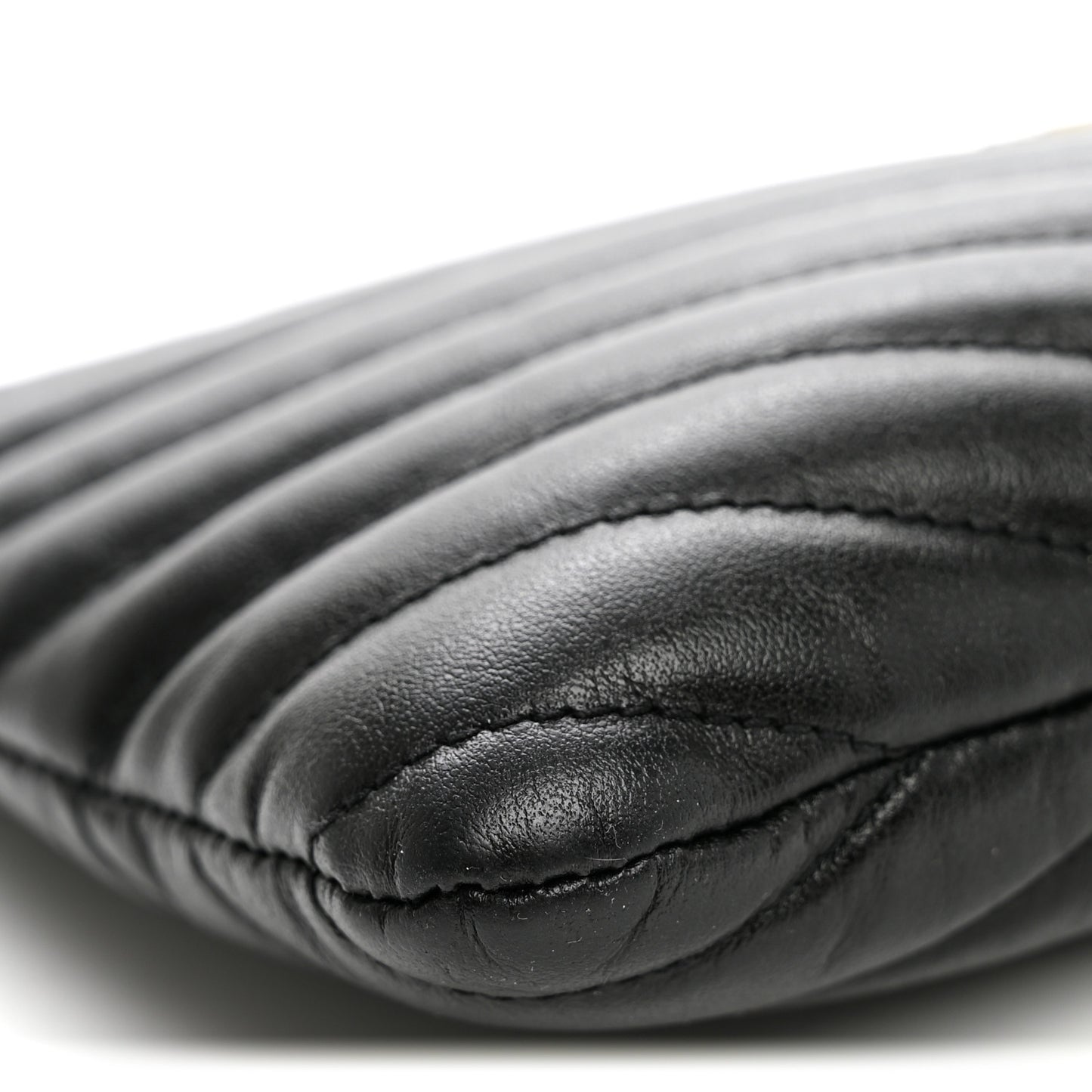 Calfskin Matelasse Chevron Monogram Pouch Black