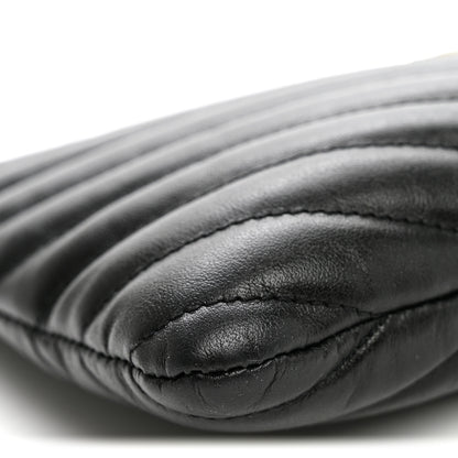 Saint Laurent Calfskin Matelasse Chevron Monogram Pouch Black 9 of 11