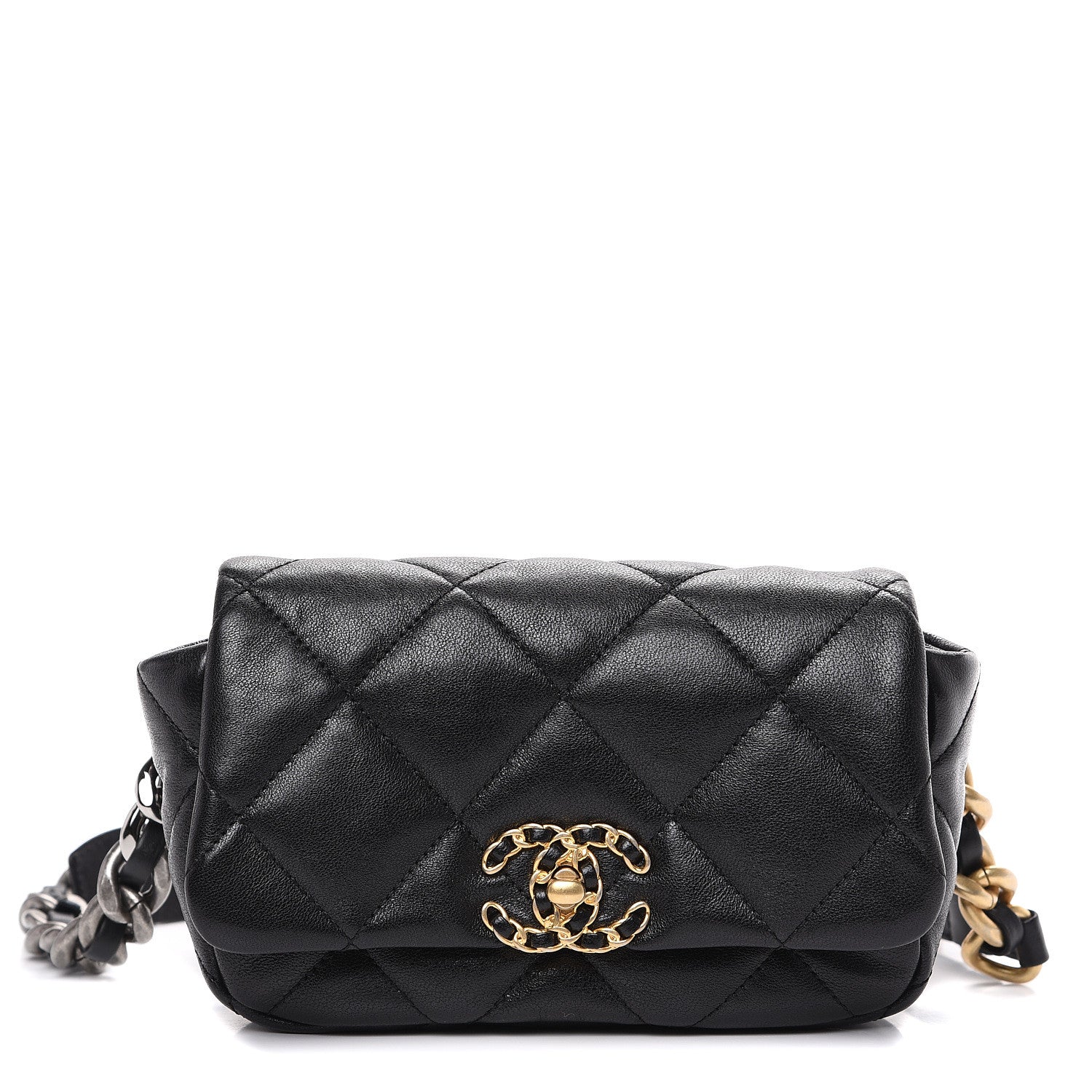 Chanel Lambskin Quilted Chanel 19 Waist Bag Black 1 of 10