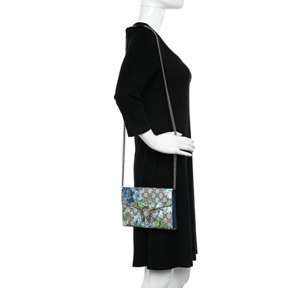 Gucci GG Supreme Monogram Blooms Mini Dionysus Chain Wallet Beige Blue Navy Vintage Blue 2 of 10