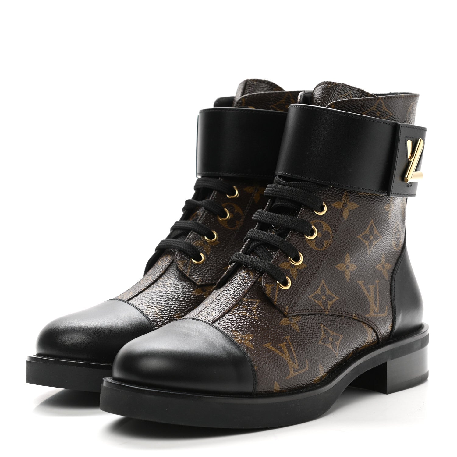 Louis Vuitton Calfskin Monogram Wonderland Flat Ranger Boots 39.5 Black 3 of 9