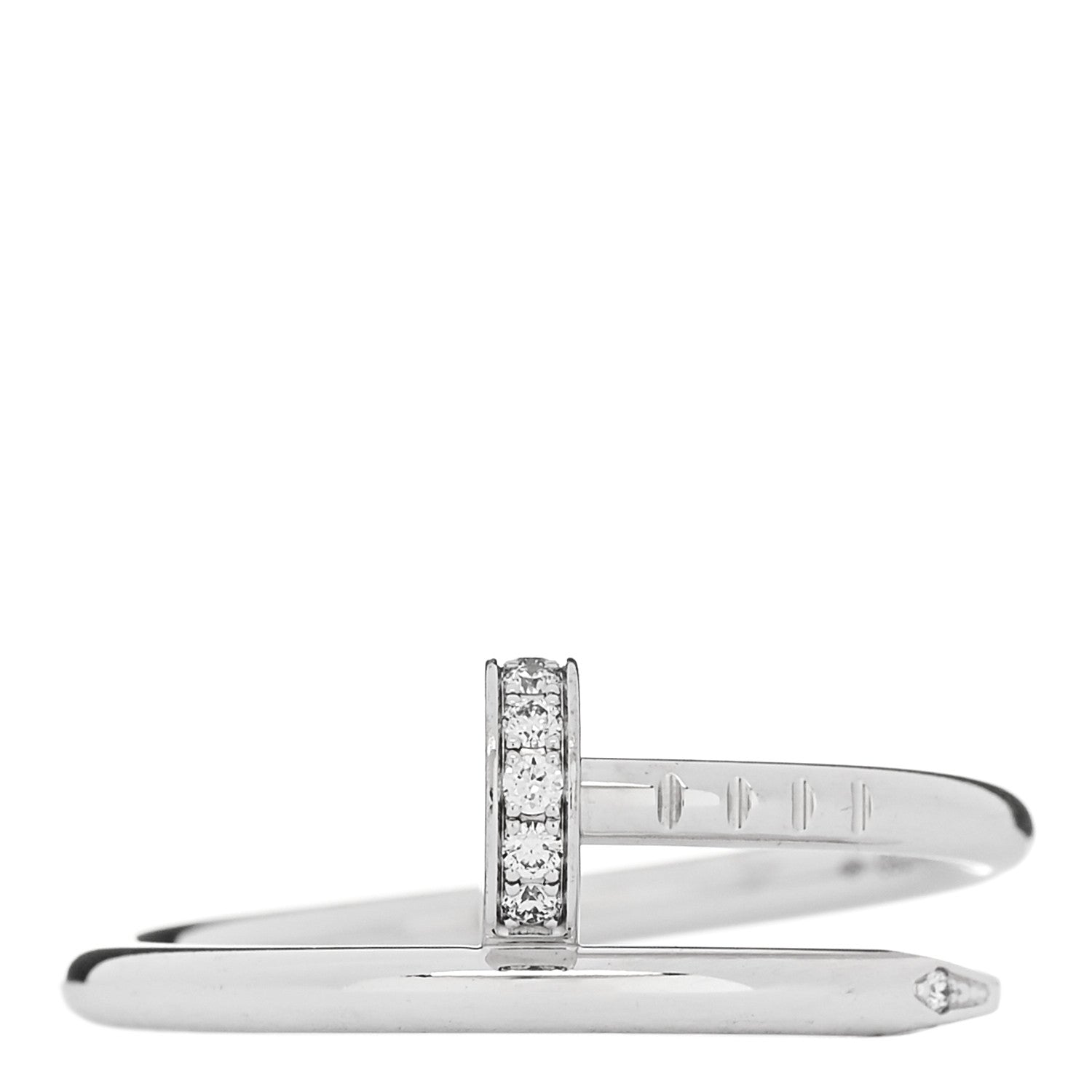 Cartier 18K White Gold Diamond Small Juste Un Clou Ring 51 5.75 1 of 6