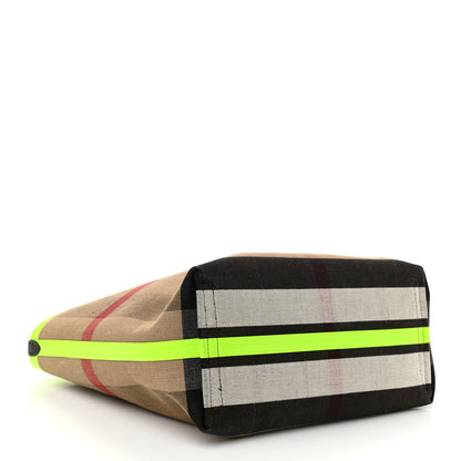 Burberry Canvas Mega Check The Giant Reversible Tote Black Neon Yellow 4 of 10