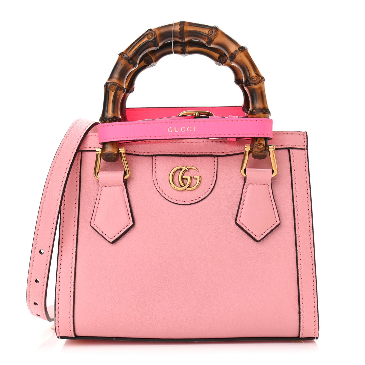 Wonka Grain Calfskin Mini Diana Tote Bag Wild Rose Fuxia Fluo