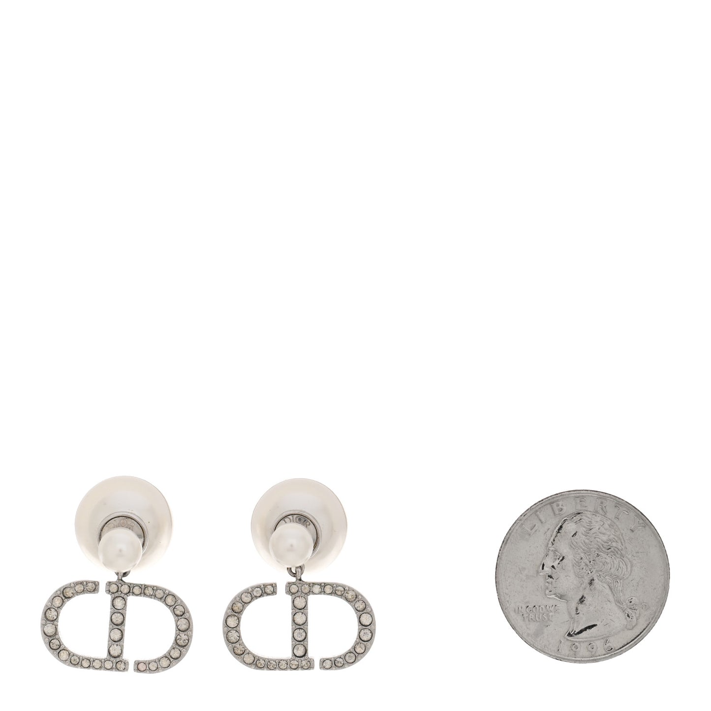 Pearl Crystal Tribal CD Drop Earrings Silver