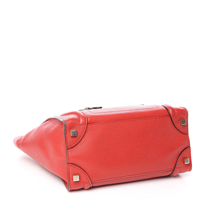 Celine Drummed Calfskin Micro Luggage Red 4 of 19