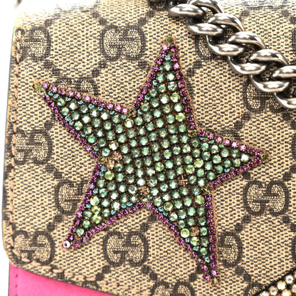 Gucci GG Supreme Monogram Suede Pierced Heart Embroidered Medium Dionysus Shoulder Bag Beige Ebony Pink Tropical Flower 12 of 18