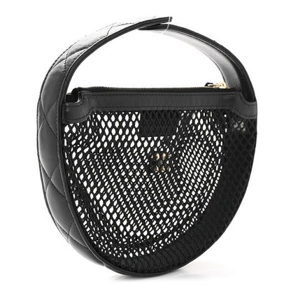Chanel Mesh Shiny Lambskin Pouch Hobo Black 3 of 10