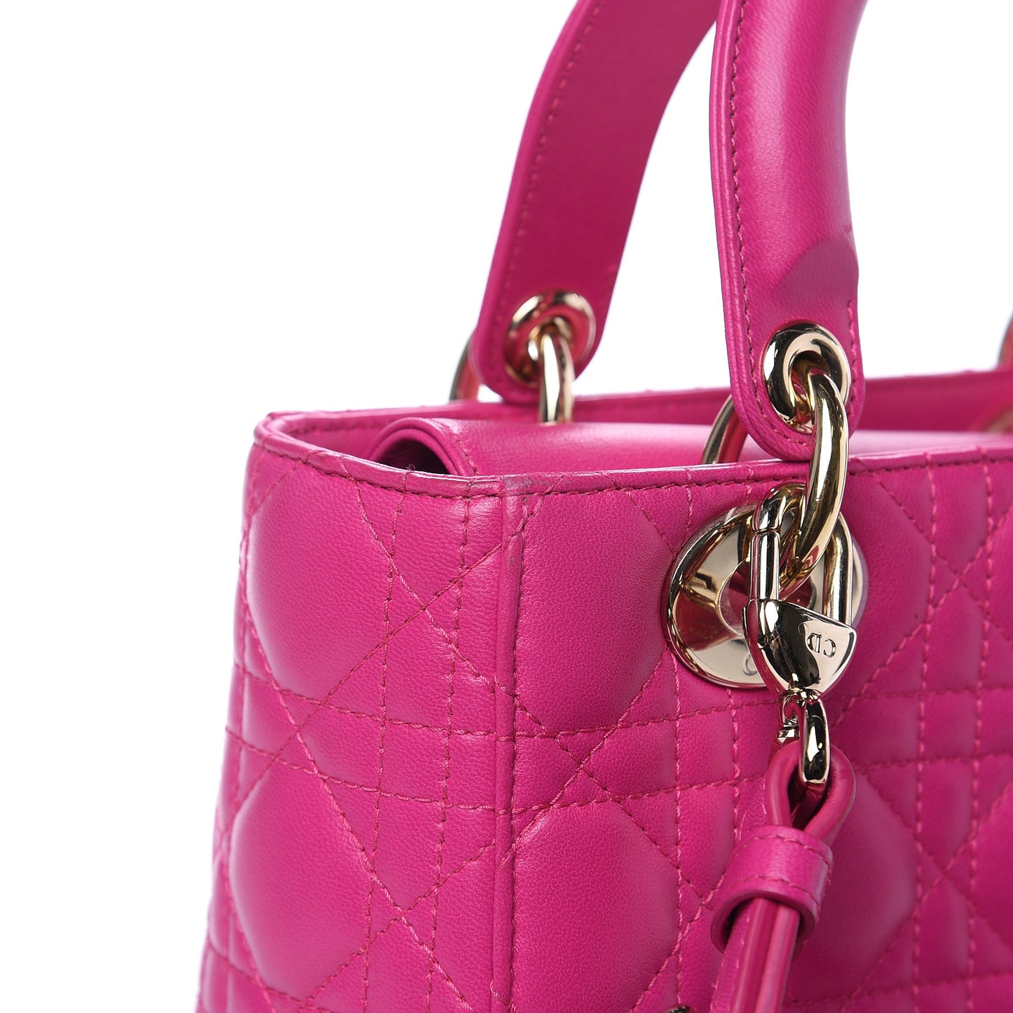 Lambskin Cannage Small Lucky Badges My Lady Dior Magenta