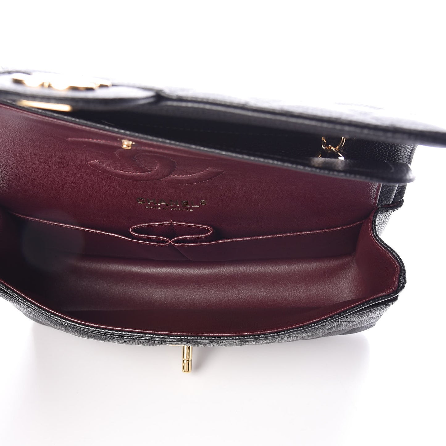 Caviar Quilted Medium Double Flap Black