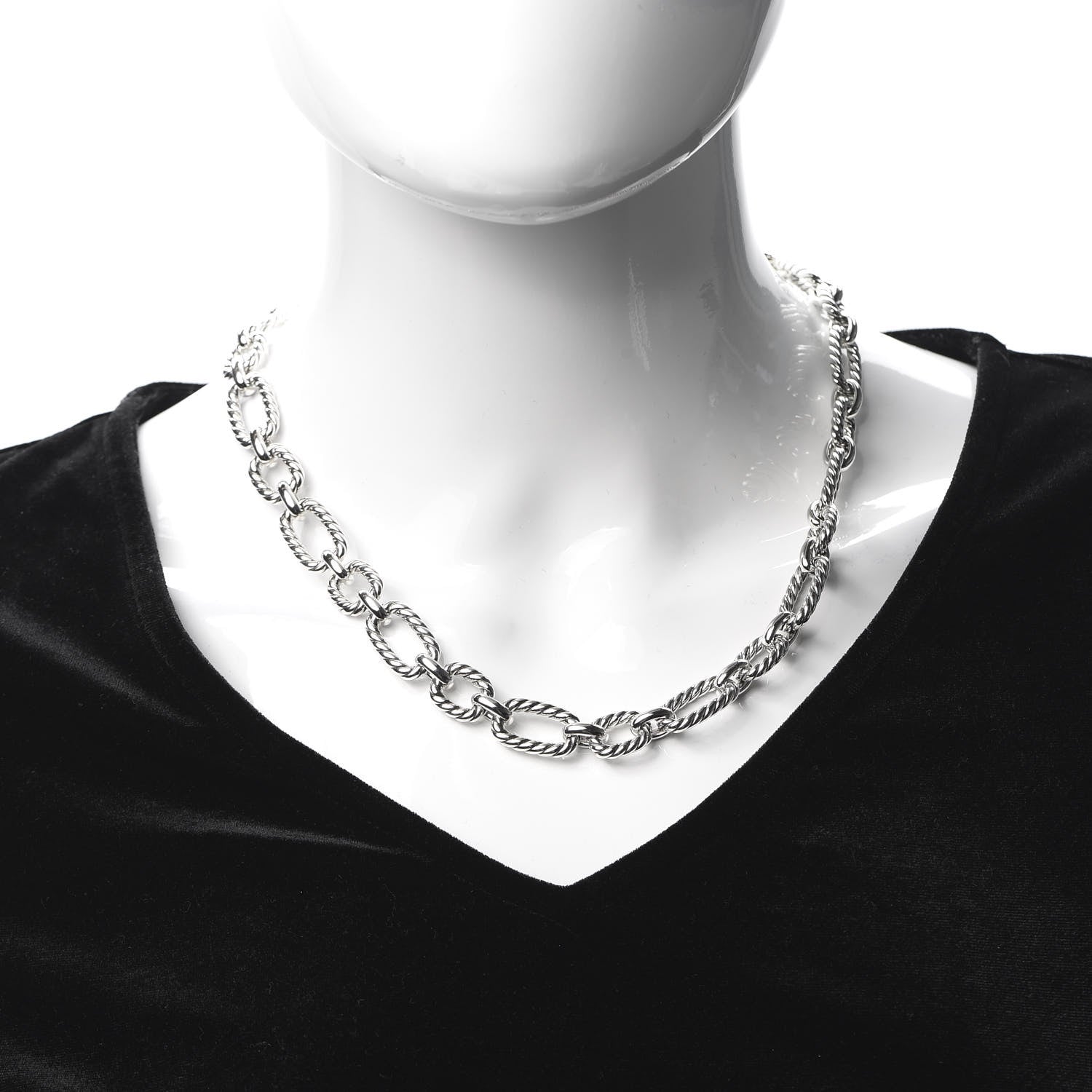 David Yurman Sterling Silver 12.5mm Cushion Link Chain Necklace 2 of 5