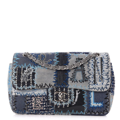 Chanel Denim Tweed Patchwork Medium Single Flap Blue 1 of 8