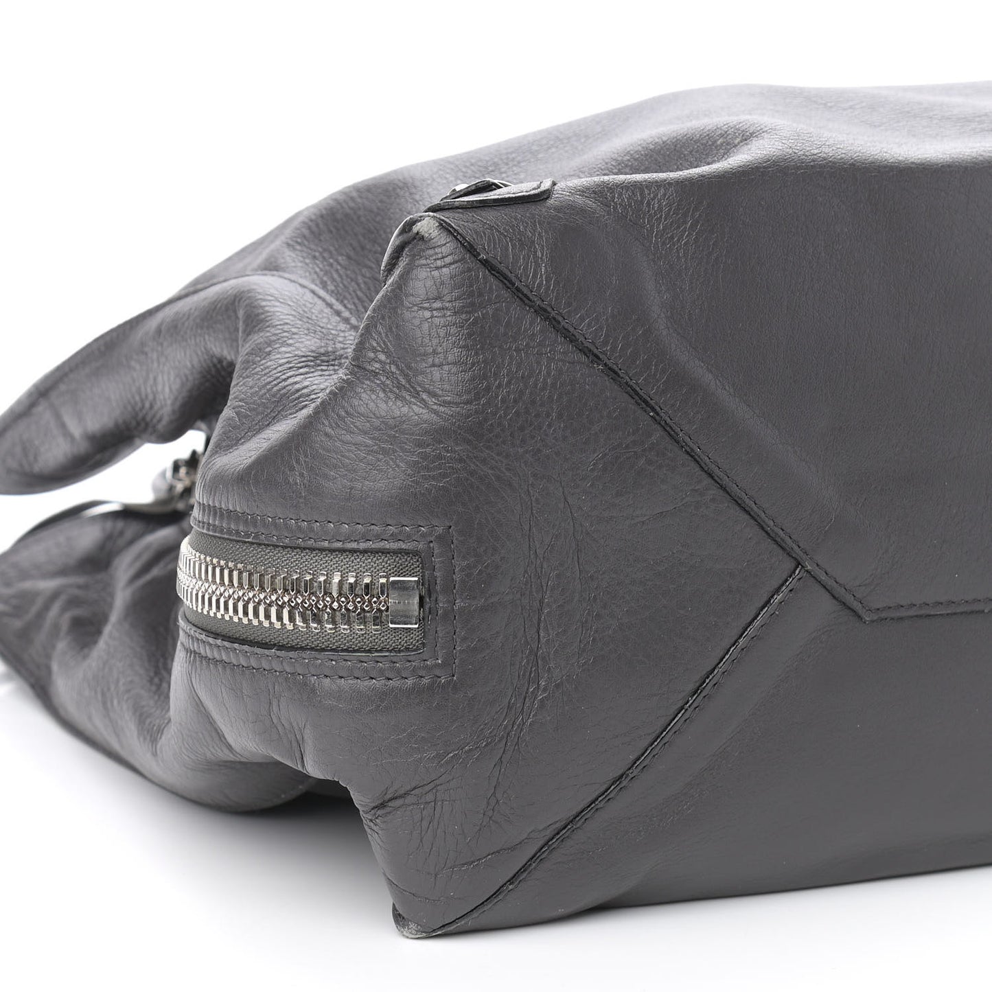 Veau Papier A4 Zip Around Tote Black Gris Fossile