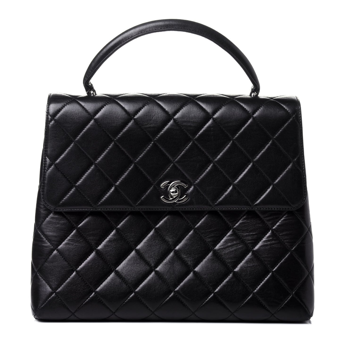 Lambskin Quilted Jumbo Kelly Flap Bag Black