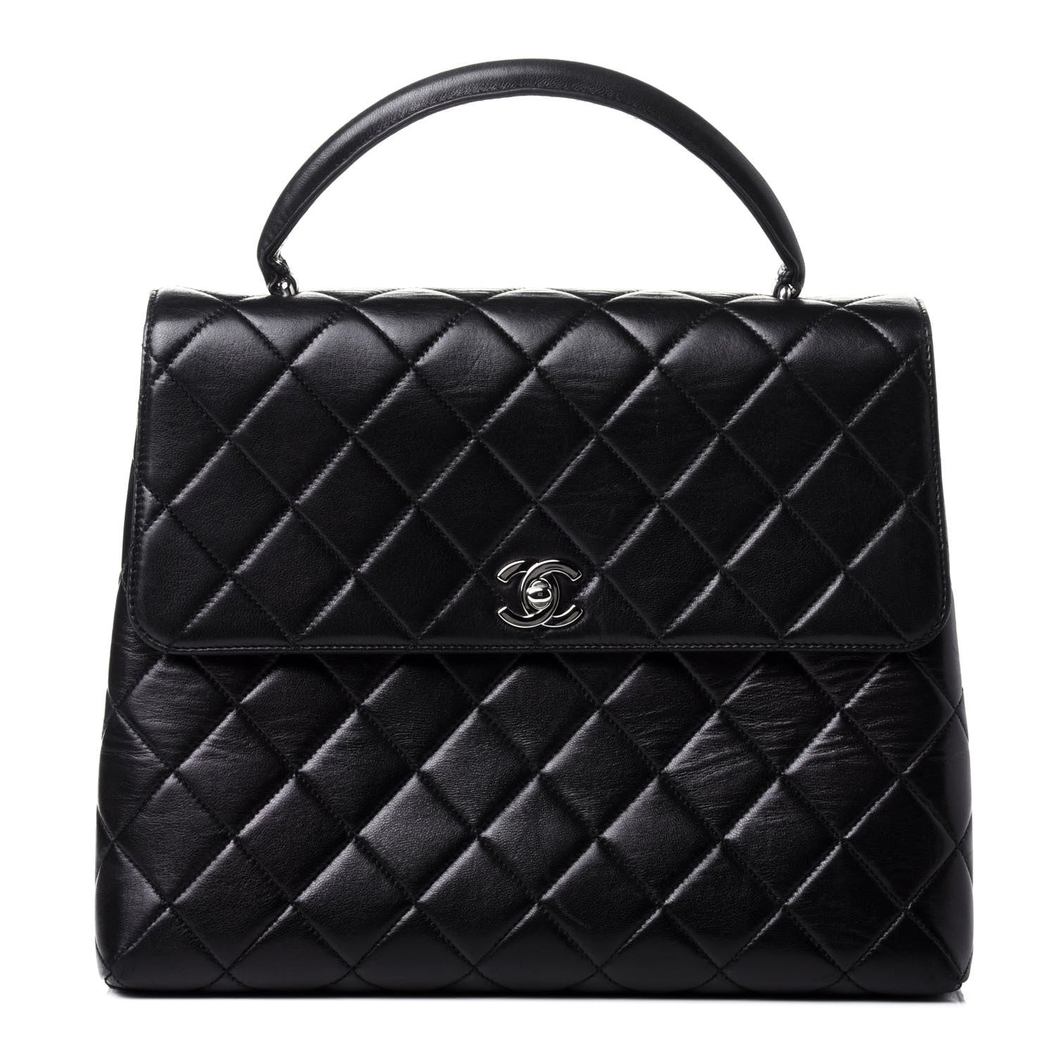 Chanel Lambskin Quilted Jumbo Kelly Flap Bag Black 1 of 5