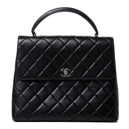 Chanel Lambskin Quilted Jumbo Kelly Flap Bag Black 1 of 5