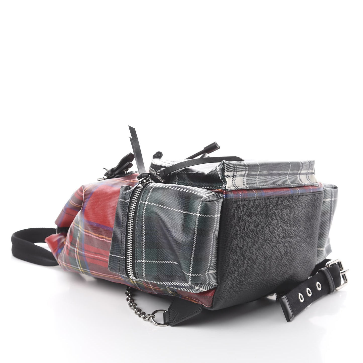 Laminated Tartan Patchwork Medium Rucksack Backpack Military Red