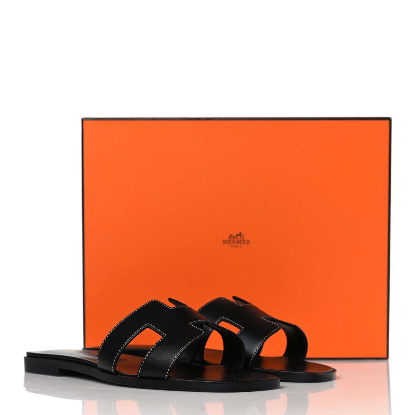 Box Calfskin Oran Sandals 38 Black