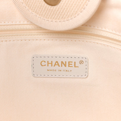 Chanel Canvas Pearl Medium Deauville Tote Ecru Beige 6 of 11