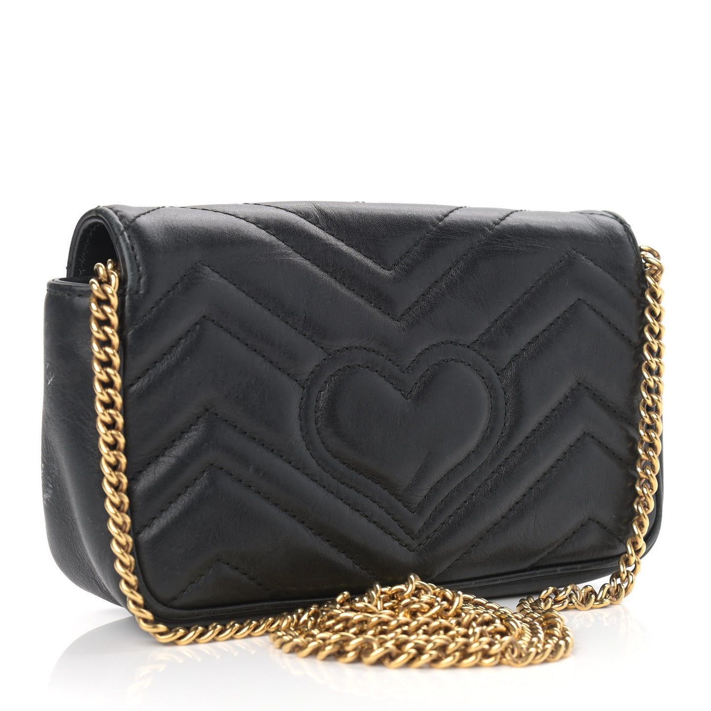 Calfskin Matelasse Super Mini GG Marmont Shoulder Bag Black