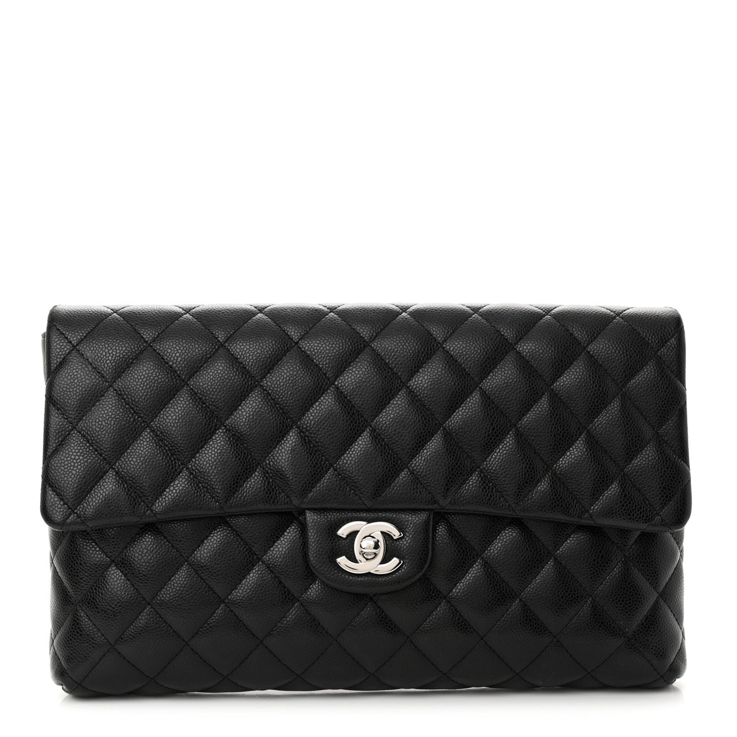 Caviar Quilted Flap Clutch Black