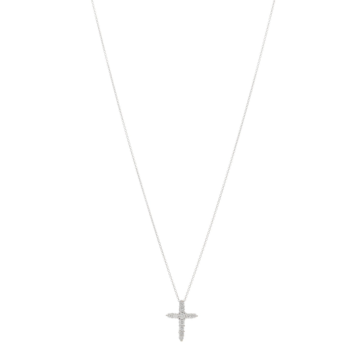 Roberto Coin 18K White Gold Diamond Tiny Treasures Tapered Cross Pendant Necklace 1 of 4