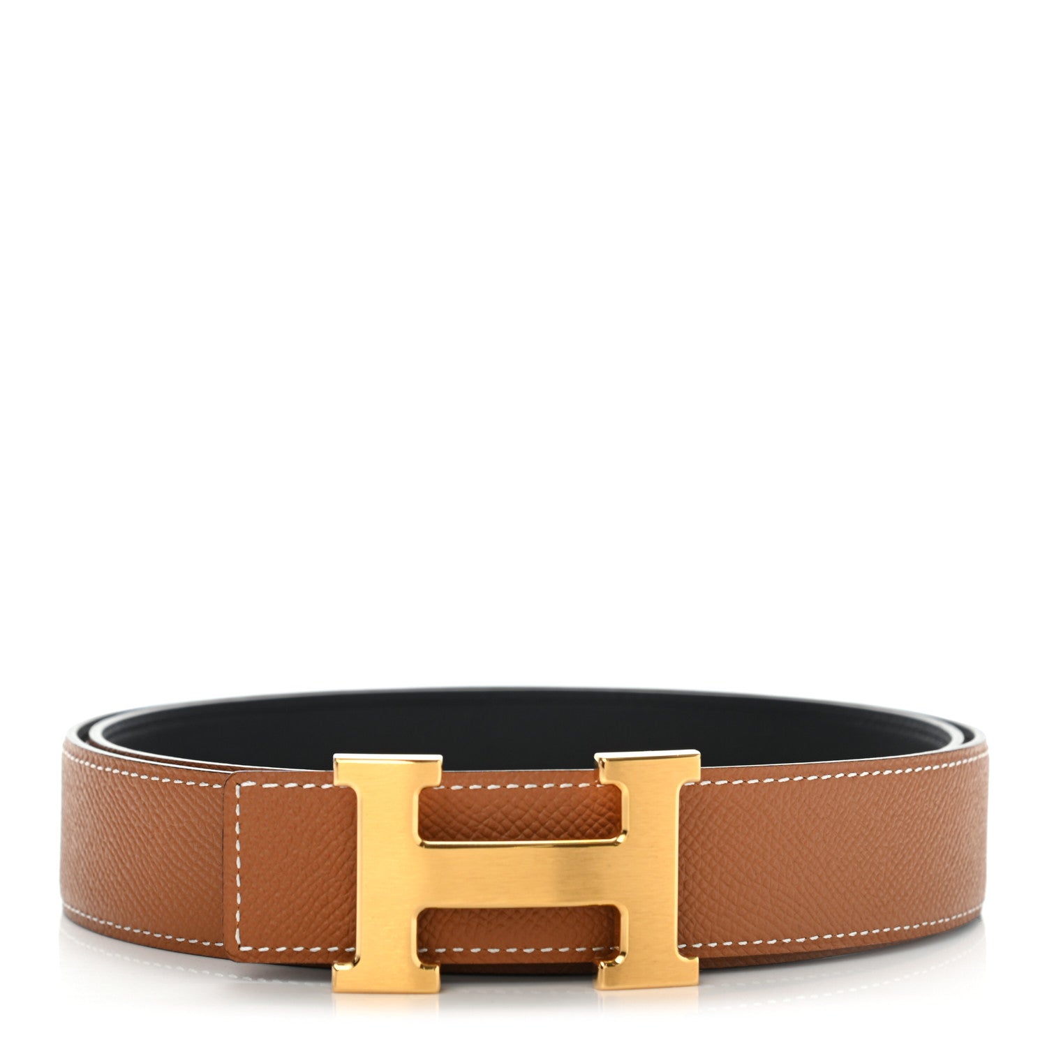 Hermes Swift Epsom 32mm H Belt 95 Black Gold 1 of 7