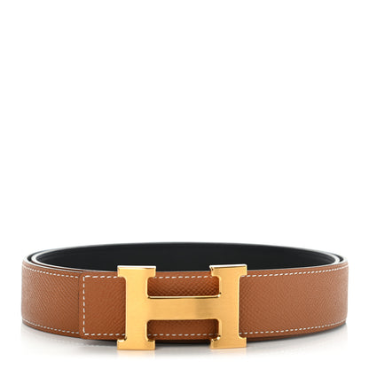 Hermes Swift Epsom 32mm H Belt 95 Black Gold 1 of 7