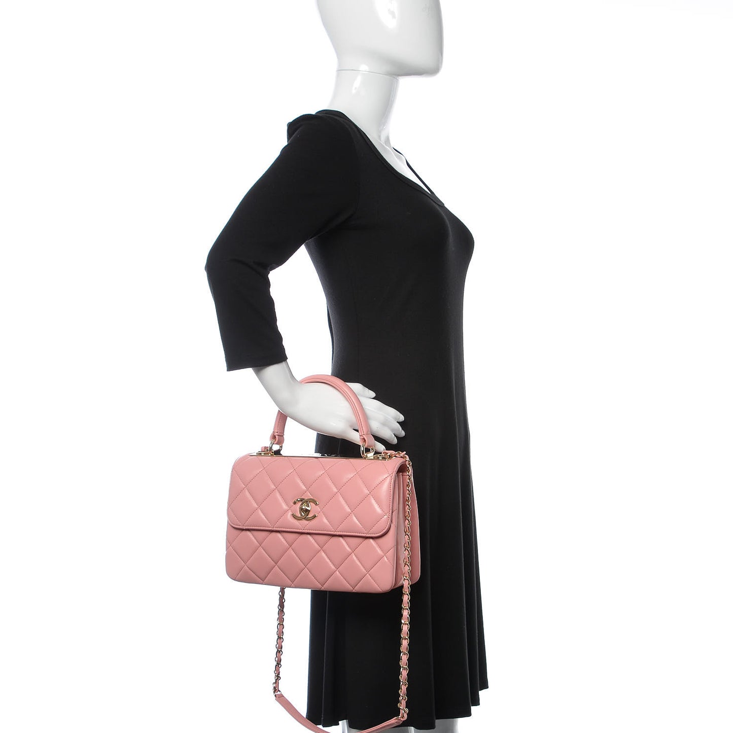 Lambskin Quilted Small Trendy CC Flap Dual Handle Bag Pink