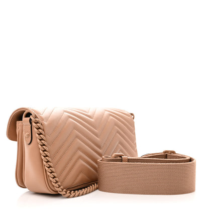 Gucci Calfskin Matelasse Monochrome GG Marmont Crossbody Shoulder Bag Camelia Winter Rose 3 of 10