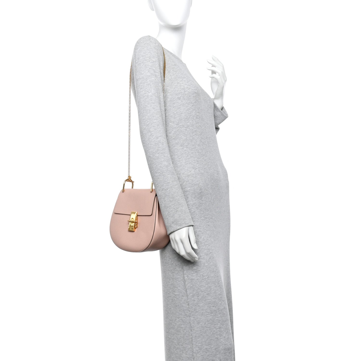 Chloe Grained Lambskin Drew Shoulder Bag Cement Pink 2 of 10
