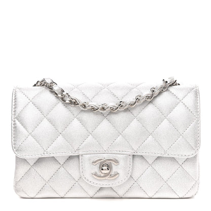 Chanel Metallic Lambskin Quilted Mini Rectangular Flap Silver 1 of 10