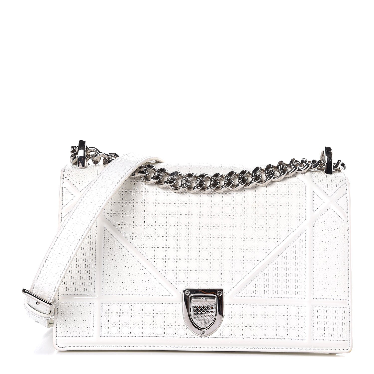 Christian Dior Patent Micro-Cannage Small Diorama Flap Bag White 1 of 12