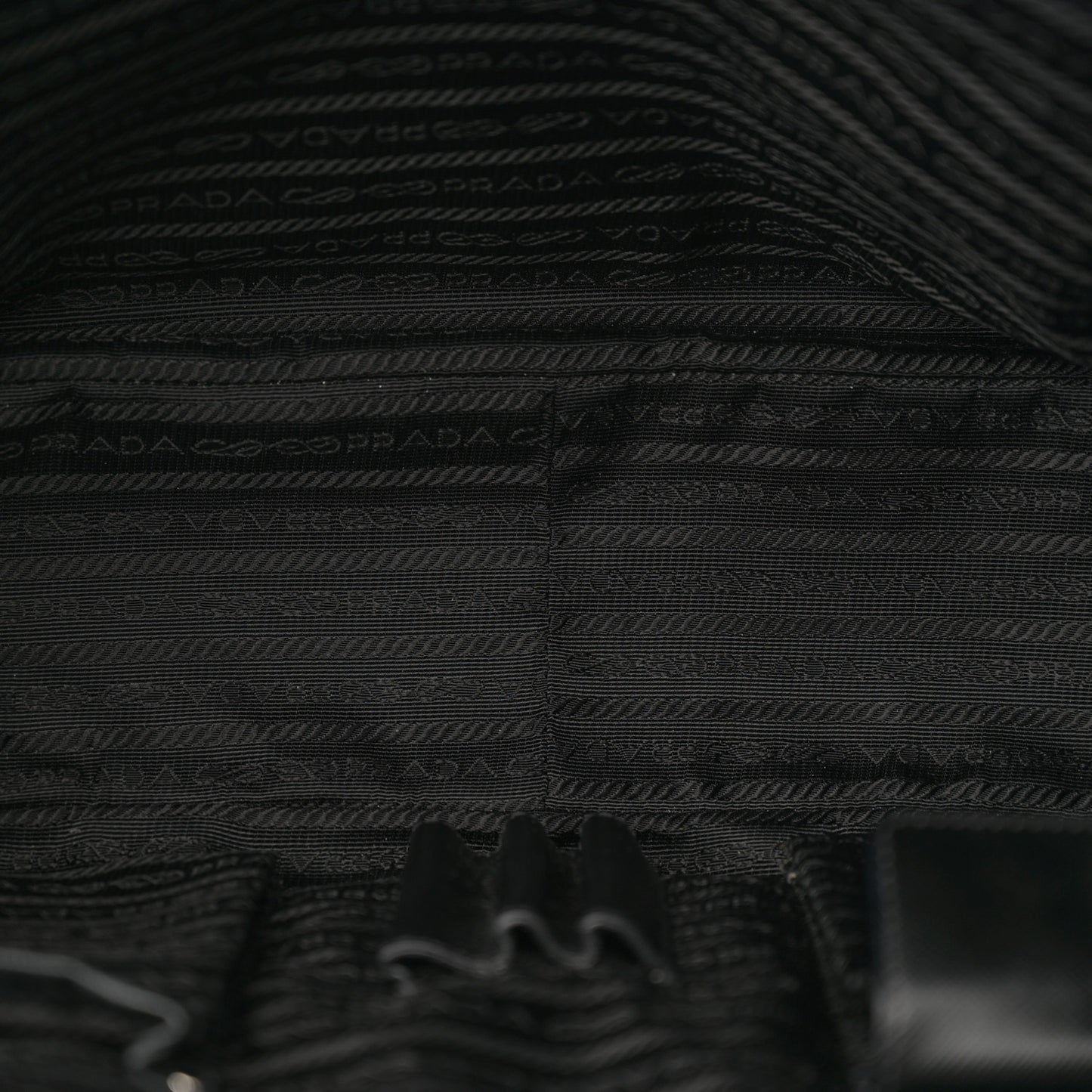Tessuto Nylon Saffiano Metal Triangle Logo Work Bag Black