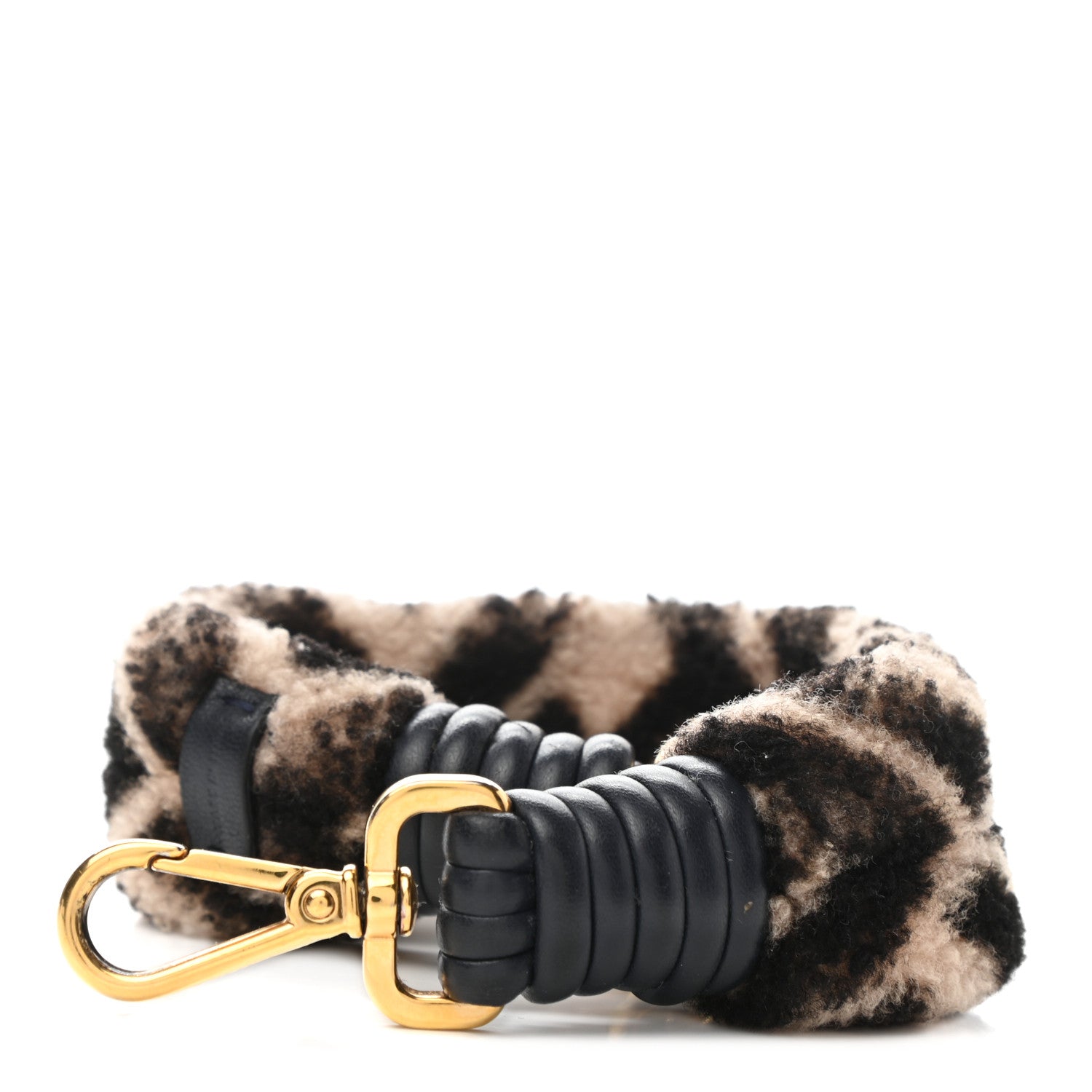 Fendi Shearling Macro FF 1974 Diagonal Mini Strap You Dove Black 1 of 5