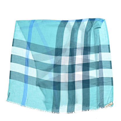 Burberry Modal Cashmere Silk House Check Lightweight Scarf Pale Peridot Blue 3 of 6