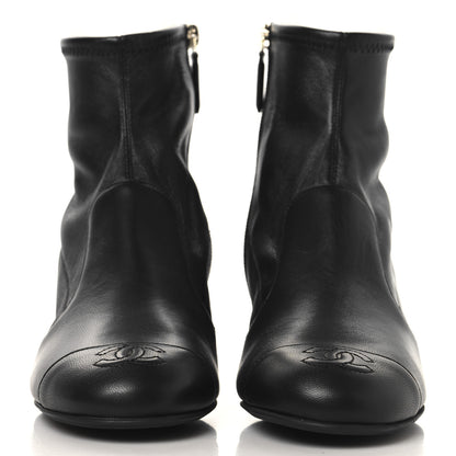 Chanel Stretch Lambskin Cap Toe CC Uniform Short Boots 38 Black 3 of 9
